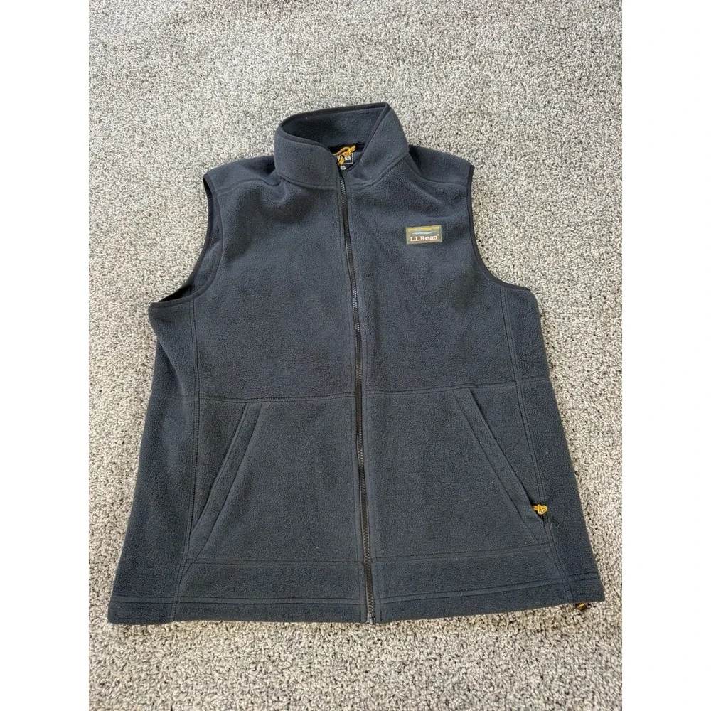 L.L.Bean Mountain Classic Fleece Vest Men's Size Large Gray Full Zip Outdoor